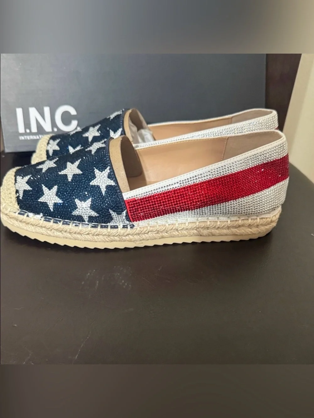 INC International Concepts Navy, Red & White Star Espadrille Slip-On